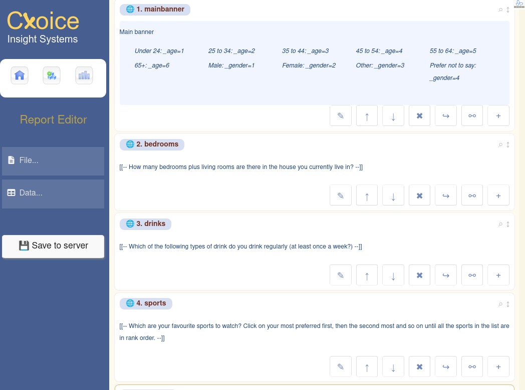Cxoice report editor for presentations and dashboards