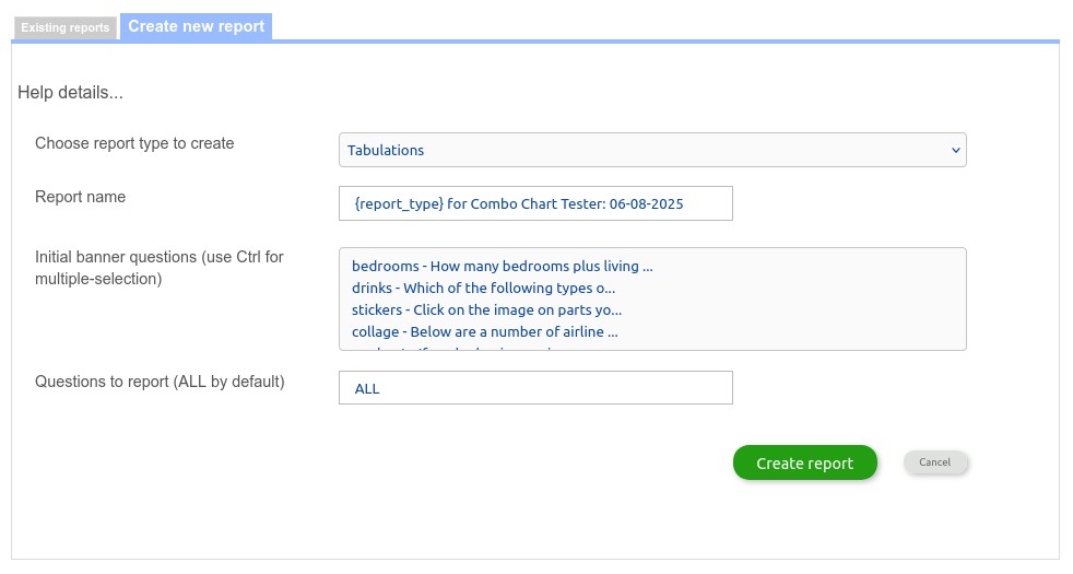 Creating a new report instantly