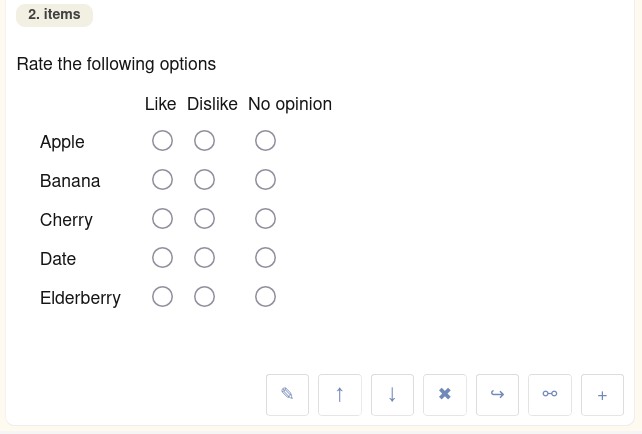 How a grid question looks in the Editor View