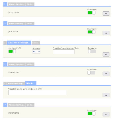 Cxoice setting interviewers and supervisors