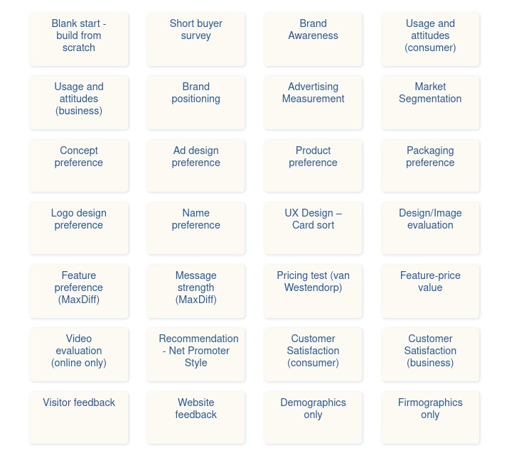 Survey type options in the Questionnaire Wizard